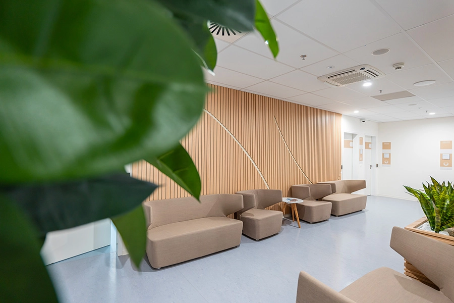 Waiting room in front of the outpatient clinic for consultations